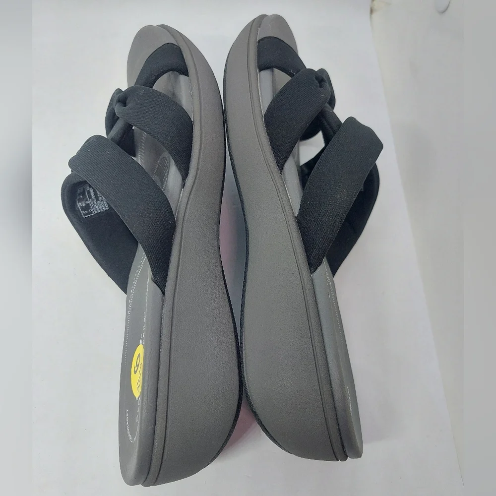 Clarks Women’s Cloudsteppers Breeze Rae Sandals Black Gray Size 9.5M